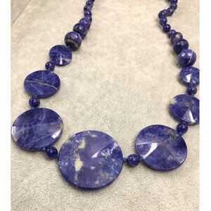 Natural Chunky Statement Sodalite Necklace with Sterling Silver Senorita Clasp